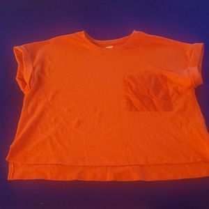 Orange cap sleeved t shirt
